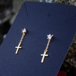 Load image into Gallery viewer, Cross Drop Earrings
