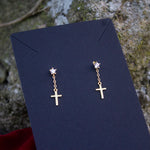Load image into Gallery viewer, Cross Drop Earrings
