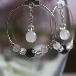 Load image into Gallery viewer, Rose Quartz Hoop With Black Detail
