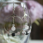 Load image into Gallery viewer, Rose Quartz Hoop With Black Detail
